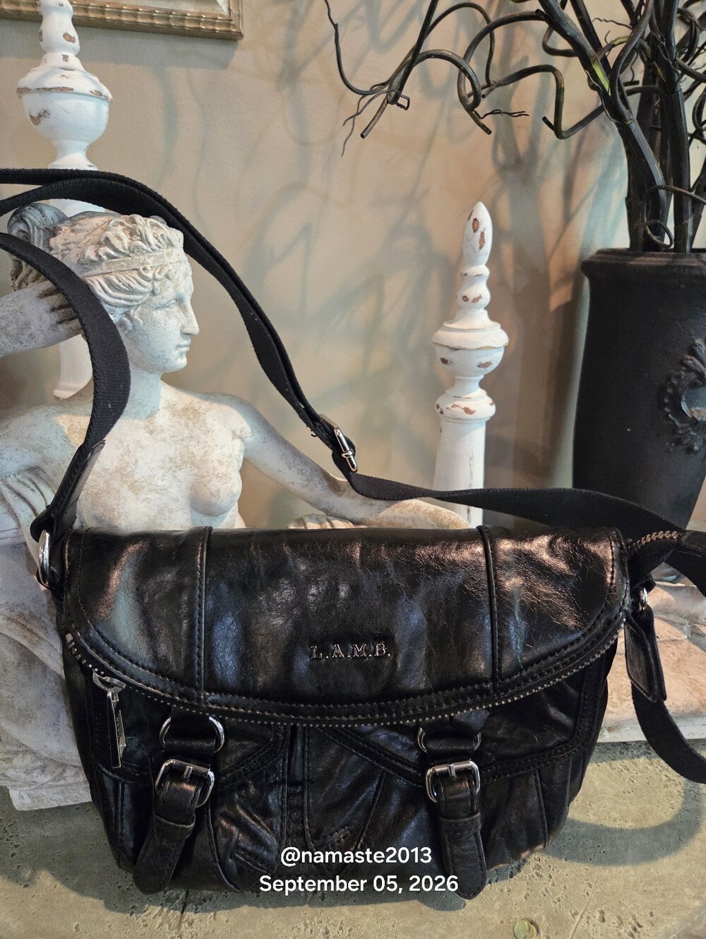 L.A.M.B. Gwen Stefani Leather Crossbody Bag Designer Moto #807